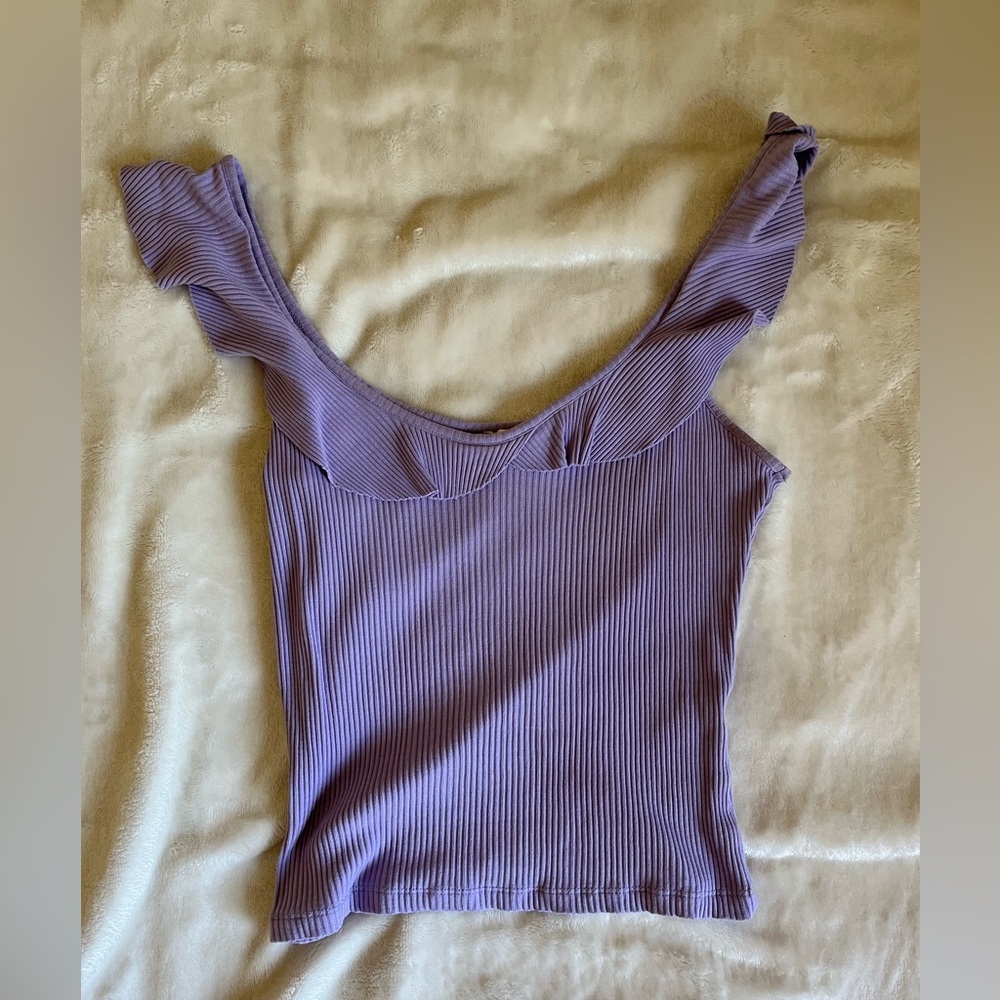 garage lavendar ruffle tank